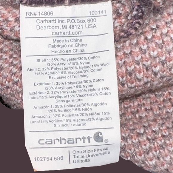 Women’s Carhartt Peach/Brown Beanie One Size - Picture 4 of 4